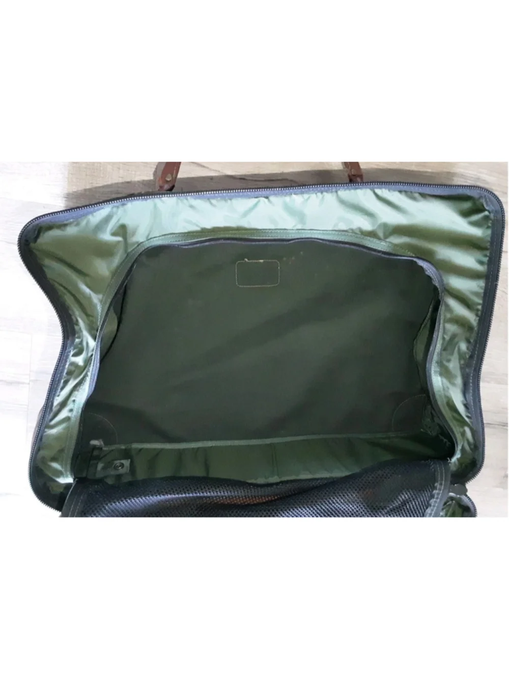 ORVIS BATTENKILL-Green Canvas/Leather Double Zip & Handle Clamshell Carryall-VTG